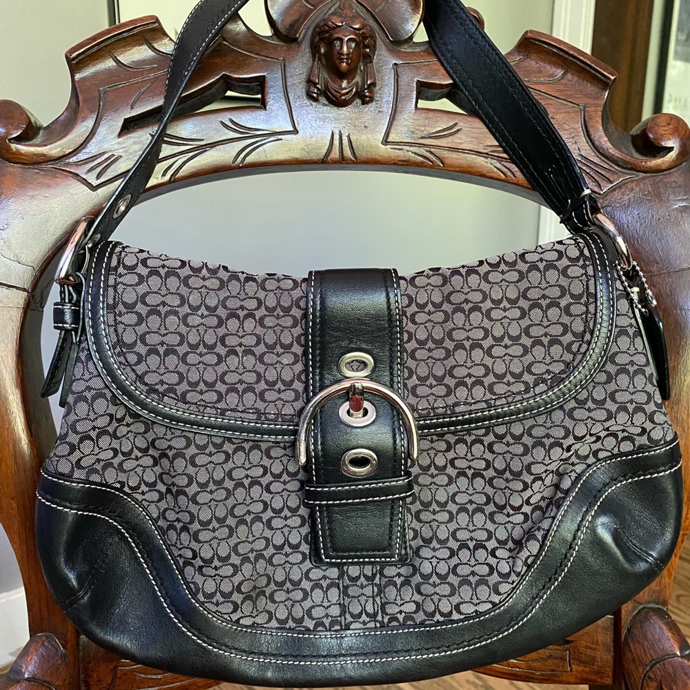 Vintage Coach Handbag with leather trim